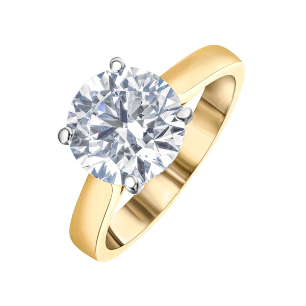 Petra 3.00ct Lab Diamond Round Cut Engagement Ring in 18K Yellow Gold G/VS1 - Image 1