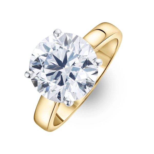 Elysia 5.00ct Lab Diamond Round Cut Engagement Ring in 18K Yellow Gold G/VS1 - Image 1