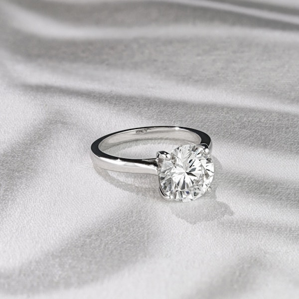 Grace 3.00ct Lab Diamond Round Cut Engagement Ring in Platinum G/VS1 - Image 6