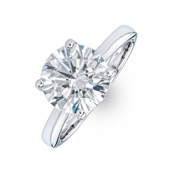 Grace 3.00ct Lab Diamond Round Cut Engagement Ring in 18K White Gold G/VS1 - Image 1