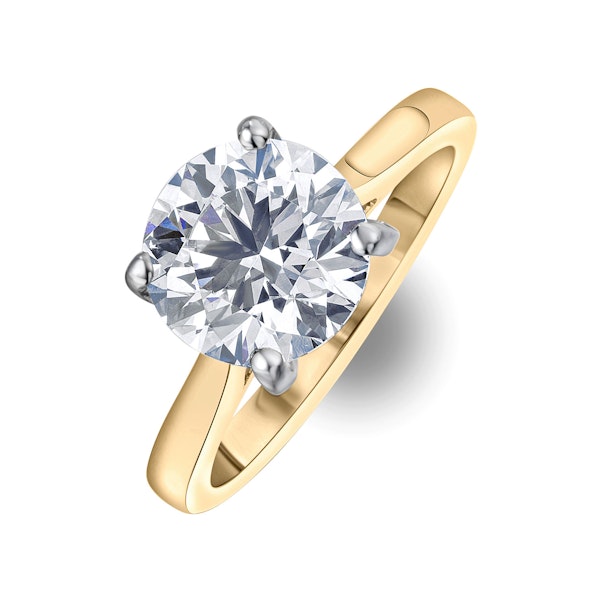 Grace 3.00ct Lab Diamond Round Cut Engagement Ring in 18K Yellow Gold G/VS1 - Image 1