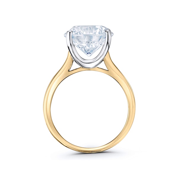 Grace 5.00ct Lab Diamond Round Cut Engagement Ring in 18K Yellow Gold G/VS1 - Image 3