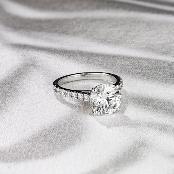 Natalia 3.45ct Lab Diamond Round Cut Engagement Ring in 18K White Gold G/VS1 - Image 6