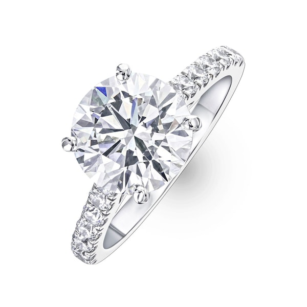 Natalia 3.45ct Lab Diamond Round Cut Engagement Ring in 18K White Gold G/VS1 - Image 1