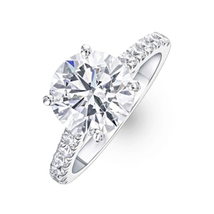 Natalia 3.45ct Lab Diamond Round Cut Engagement Ring in 18K White Gold G/VS1