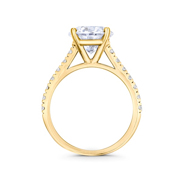 Natalia 3.45ct Lab Diamond Round Cut Engagement Ring in 18K Yellow Gold G/VS1 - Image 3