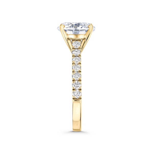 Natalia 3.45ct Lab Diamond Round Cut Engagement Ring in 18K Yellow Gold G/VS1 - Image 5