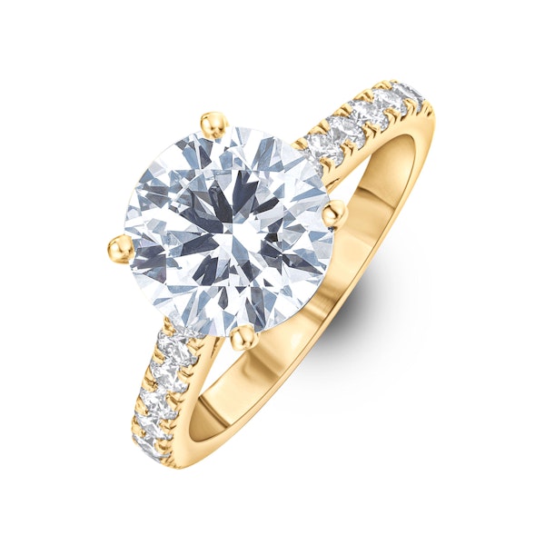 Natalia 3.45ct Lab Diamond Round Cut Engagement Ring in 18K Yellow Gold G/VS1 - Image 1
