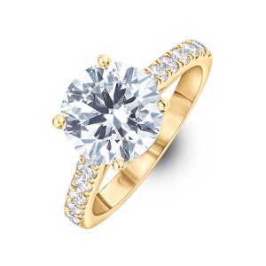 Natalia 3.45ct Lab Diamond Round Cut Engagement Ring in 18K Yellow Gold G/VS1