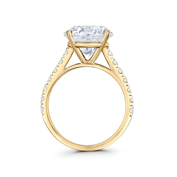 Natalia 5.65ct Lab Diamond Round Cut Engagement Ring in 18K Yellow Gold G/VS1 - Image 3