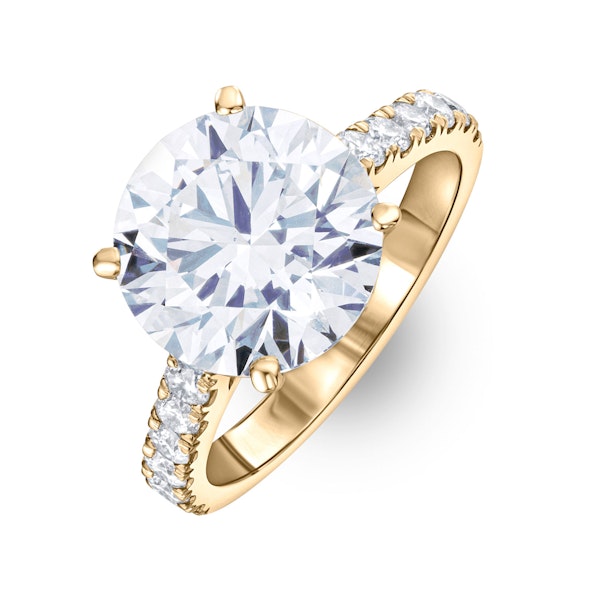 Natalia 5.65ct Lab Diamond Round Cut Engagement Ring in 18K Yellow Gold G/VS1 - Image 1