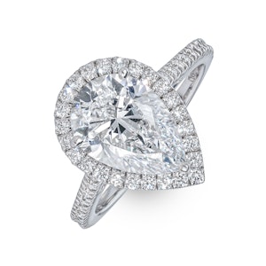 Diana 3.60ct Lab Diamond Pear Cut Engagement Ring in 18K White Gold G/VS1