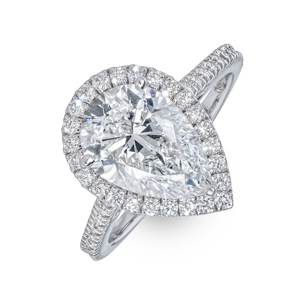 Diana 3.60ct Lab Diamond Pear Cut Engagement Ring in Platinum G/VS1 - Image 1