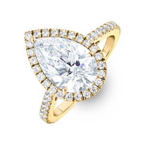 Diana 3.60ct Lab Diamond Pear Cut Engagement Ring in 18K Yellow Gold G/VS1