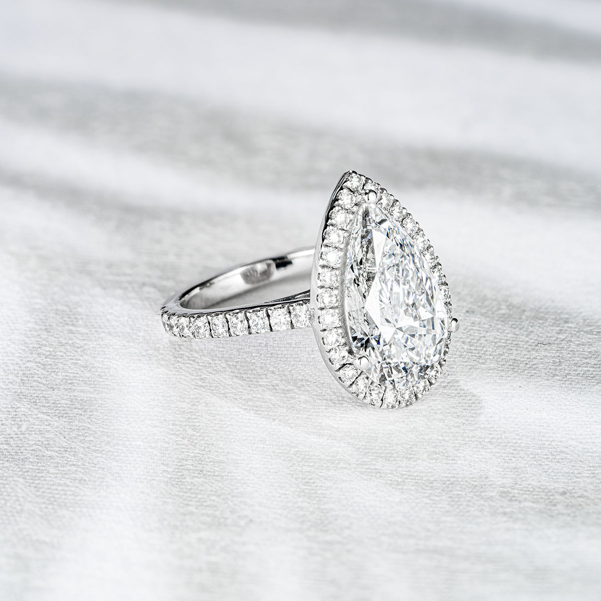 Diana 5.90ct Lab Diamond Pear Cut Engagement Ring in 18K White Gold G VS1