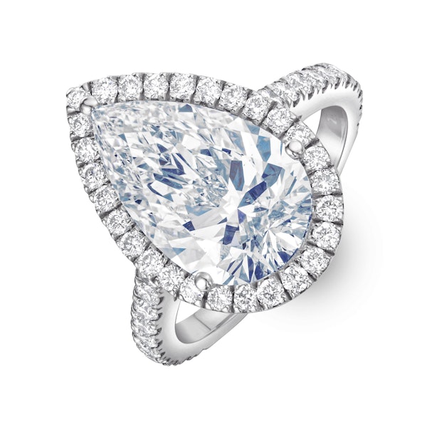 Diana 5.90ct Lab Diamond Pear Cut Engagement Ring in Platinum G/VS1 - Image 1