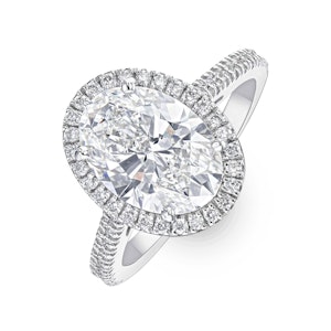 Georgina 3.50ct Lab Diamond Oval Cut Engagement Ring in 18K White Gold G/VS1