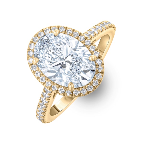 Georgina 3.50ct Lab Diamond Oval Cut Engagement Ring in 18K Yellow Gold G/VS1 - Image 1