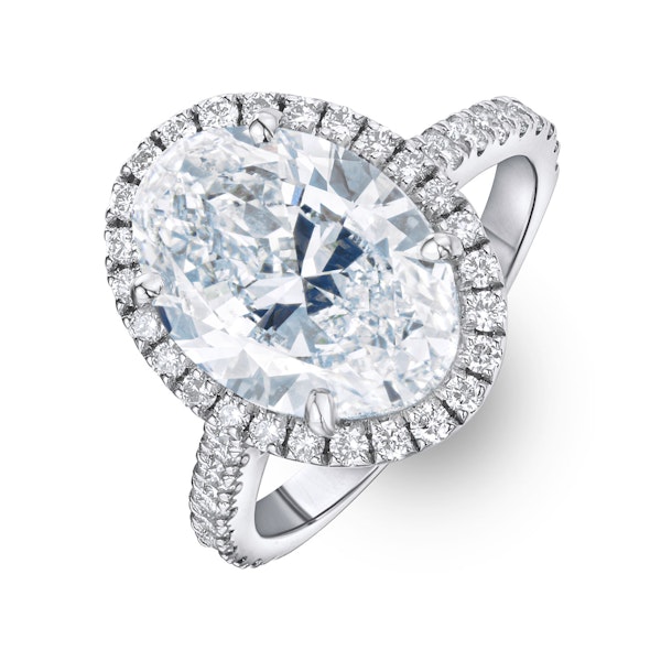 Georgina 5.70ct Lab Diamond Oval Cut Engagement Ring in 18K White Gold G/VS1 - Image 1