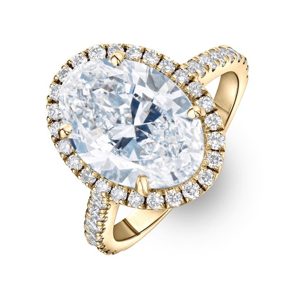 Georgina 5.70ct Lab Diamond Oval Cut Engagement Ring in 18K Yellow Gold G/VS1 - Image 1