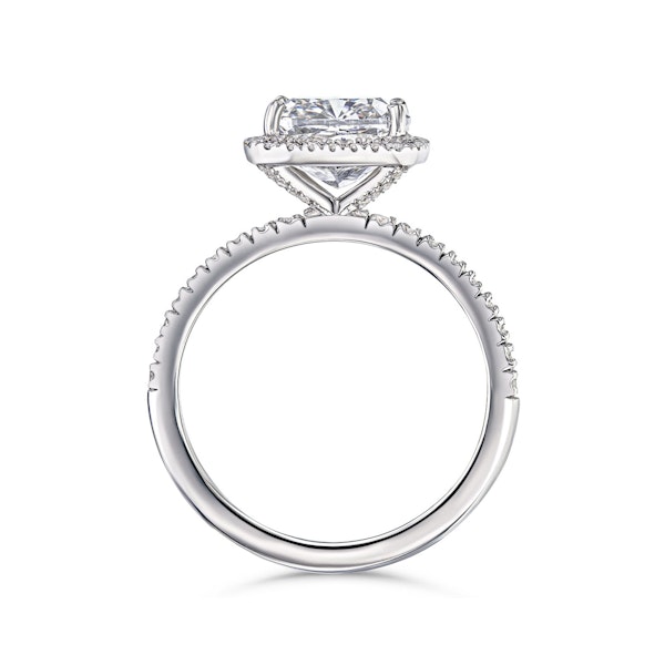 Beatrice 3.55ct Lab Diamond Cushion Cut Engagement Ring in Platinum G/VS1 - Image 3