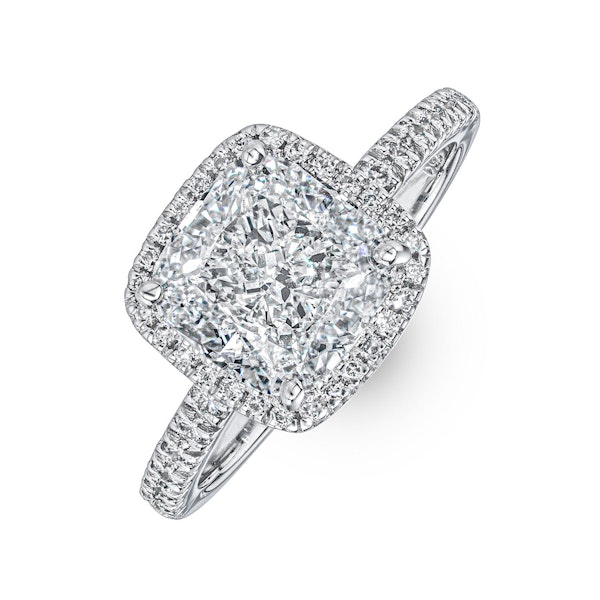 Beatrice 3.55ct Lab Diamond Cushion Cut Engagement Ring in Platinum G/VS1 - Image 1