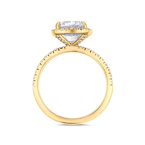 Beatrice 3.55ct Lab Diamond Cushion Cut Engagement Ring in 18K Yellow Gold G/VS1 - Image 3