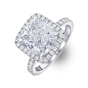 Beatrice 5.75ct Lab Diamond Cushion Cut Engagement Ring in 18K White Gold G/VS1