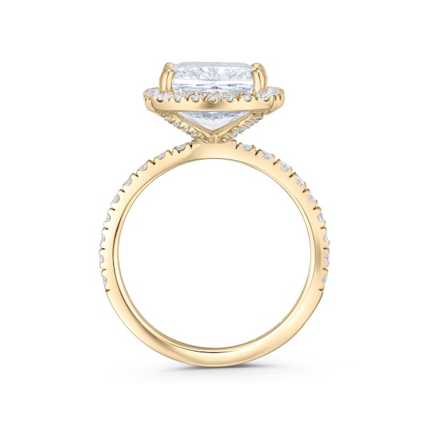 Beatrice 5.75ct Lab Diamond Cushion Cut Engagement Ring in 18K Yellow Gold G/VS1 - Image 3