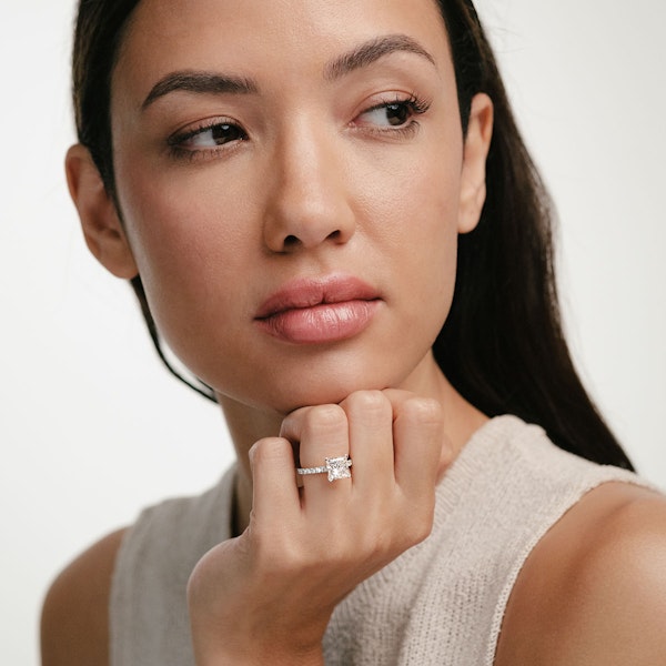 Katerina 3.45ct Lab Diamond Princess Cut Engagement Ring in 18K White Gold G/VS1 - Image 2