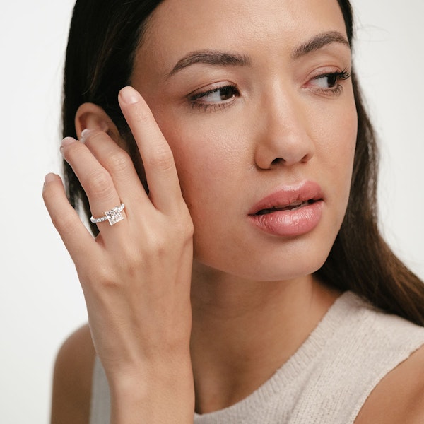 Katerina 3.45ct Lab Diamond Princess Cut Engagement Ring in Platinum G/VS1 - Image 4