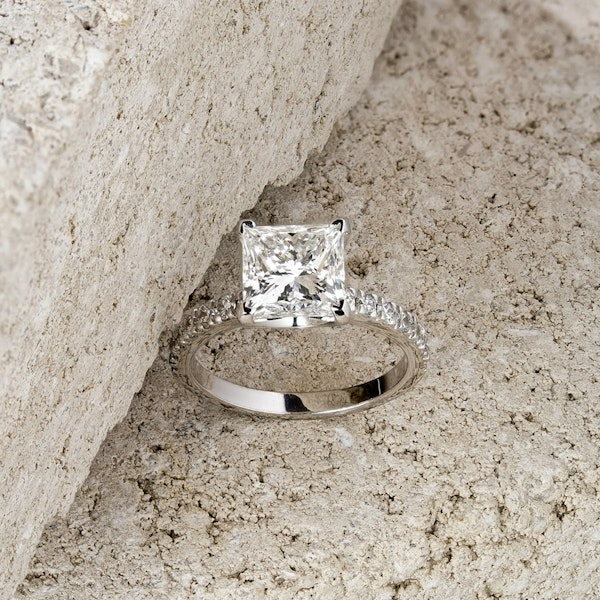 Katerina 3.45ct Lab Diamond Princess Cut Engagement Ring in 18K White Gold G/VS1 - Image 7