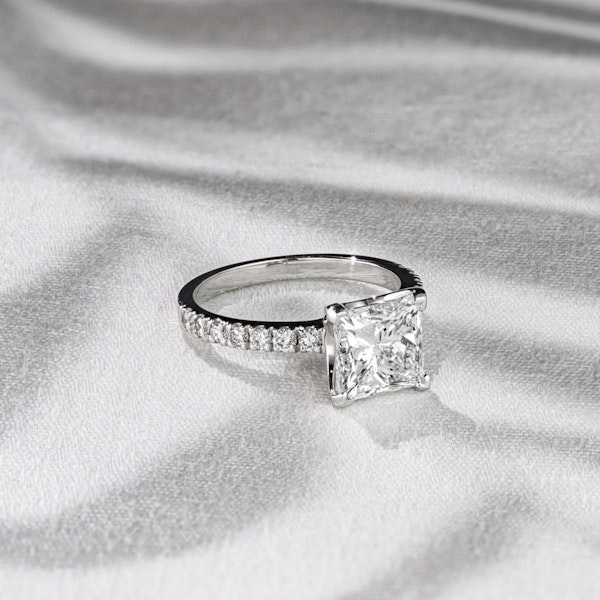 Katerina 3.45ct Lab Diamond Princess Cut Engagement Ring in 18K White Gold G/VS1 - Image 6