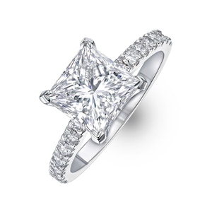 Katerina 3.45ct Lab Diamond Princess Cut Engagement Ring in 18K White Gold G/VS1
