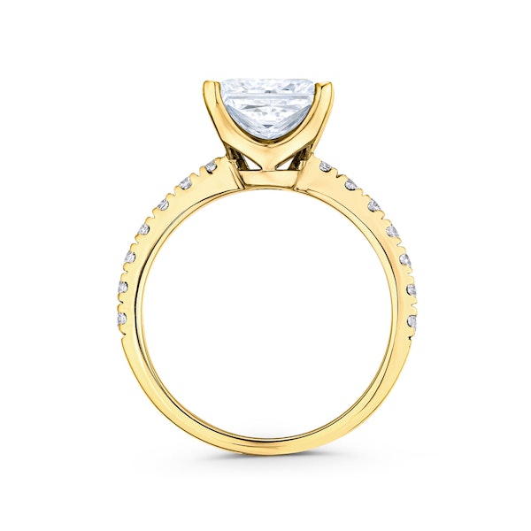 Katerina 3.55ct Lab Diamond Princess Cut Engagement Ring in 18K Yellow Gold G/VS1 - Image 3