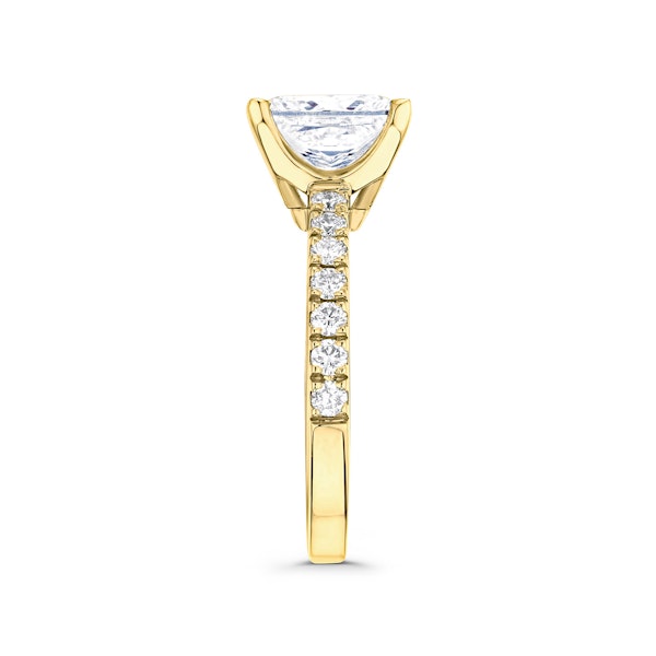Katerina 3.55ct Lab Diamond Princess Cut Engagement Ring in 18K Yellow Gold G/VS1 - Image 5