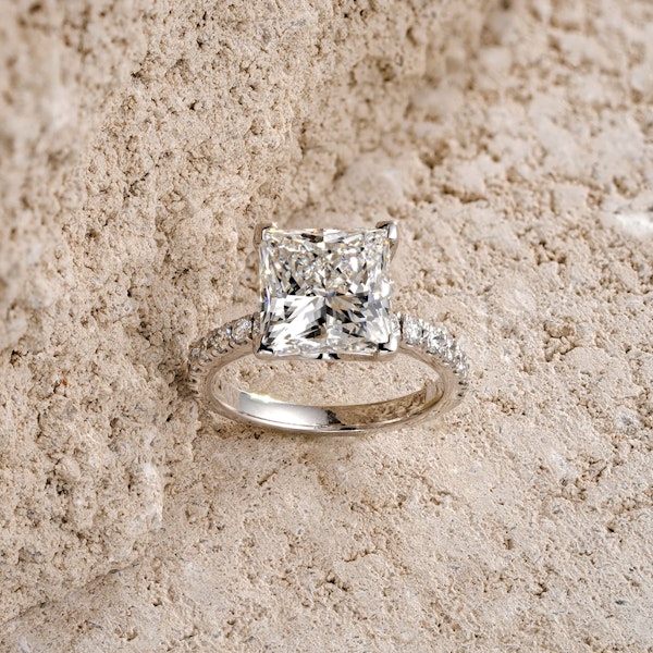 Katerina 5.55ct Lab Diamond Princess Cut Engagement Ring in 18K White Gold G/VS1 - Image 7