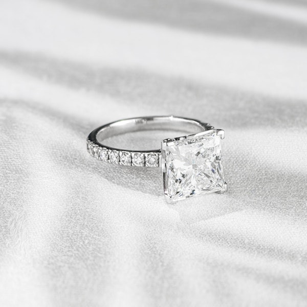 Katerina 5.55ct Lab Diamond Princess Cut Engagement Ring in 18K White Gold G/VS1 - Image 8