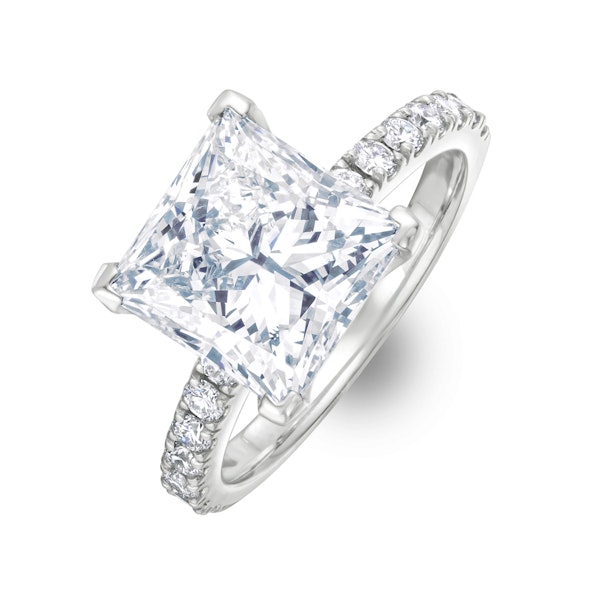 Katerina 5.55ct Lab Diamond Princess Cut Engagement Ring in Platinum G/VS1 - Image 1