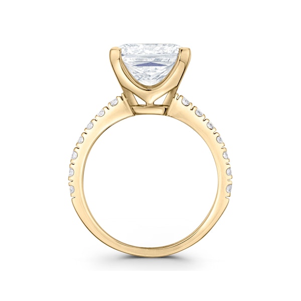 Katerina 5.55ct Lab Diamond Princess Cut Engagement Ring in 18K Yellow Gold G/VS1 - Image 3