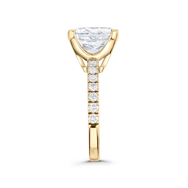 Katerina 5.55ct Lab Diamond Princess Cut Engagement Ring in 18K Yellow Gold G/VS1 - Image 5