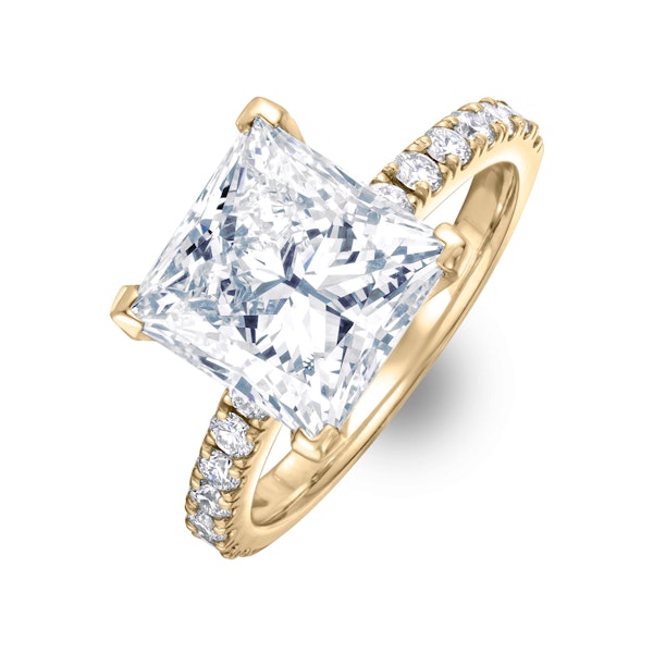 Katerina 5.55ct Lab Diamond Princess Cut Engagement Ring in 18K Yellow Gold G/VS1 - Image 1