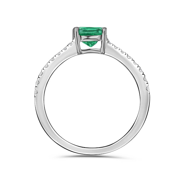 Astra 1.70ct Lab Emerald and Diamond Shoulder Set Cushion Cut Ring in Silver - Image 3