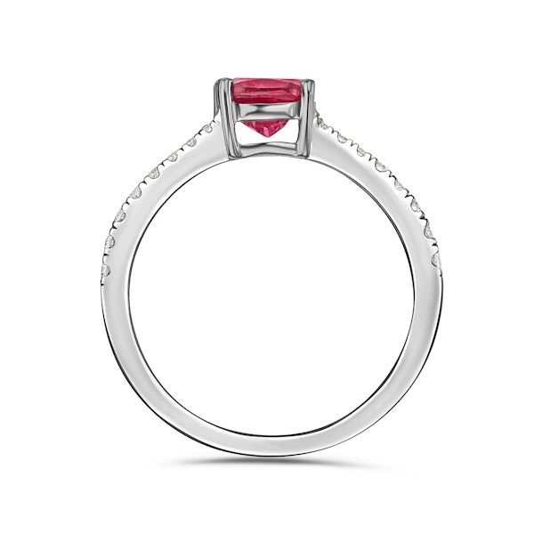 Astra 2.00ct Lab Ruby and Diamond Shoulder Set Cushion Cut Ring in Silver - Image 3