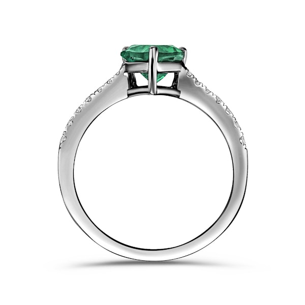 Astra 2.30ct Lab Emerald and Diamond Shoulder Set Pear Cut Ring in Silver - Image 3