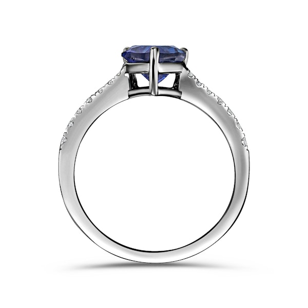 Astra 3.10ct Lab Sapphire and Diamond Shoulder Set Pear Cut Ring in Silver - Image 3