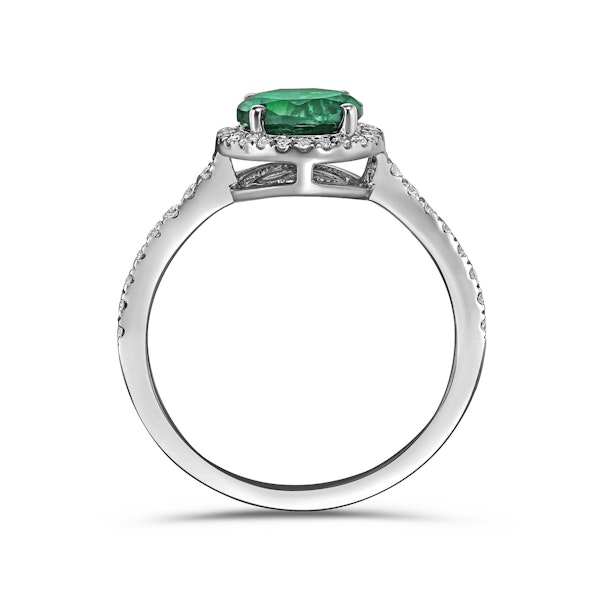 Astra 2.50ct Lab Emerald and Diamond Halo Shoulder Set Round Cut in Silver - Image 3