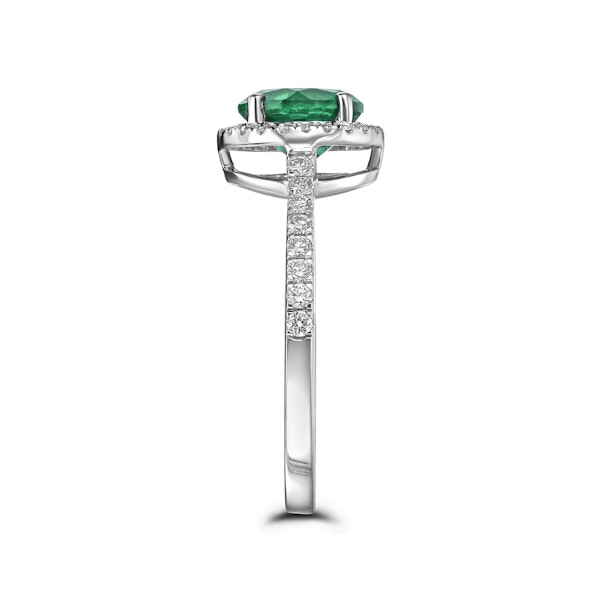 Astra 2.50ct Lab Emerald and Diamond Halo Shoulder Set Round Cut in Silver - Image 5