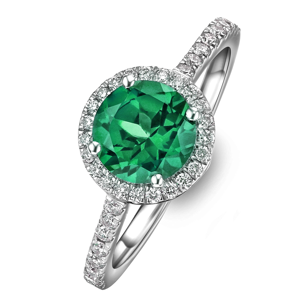 2024 Vintage emerald engagement ring, round cut, sterling silver, cluster ring, May birthstone