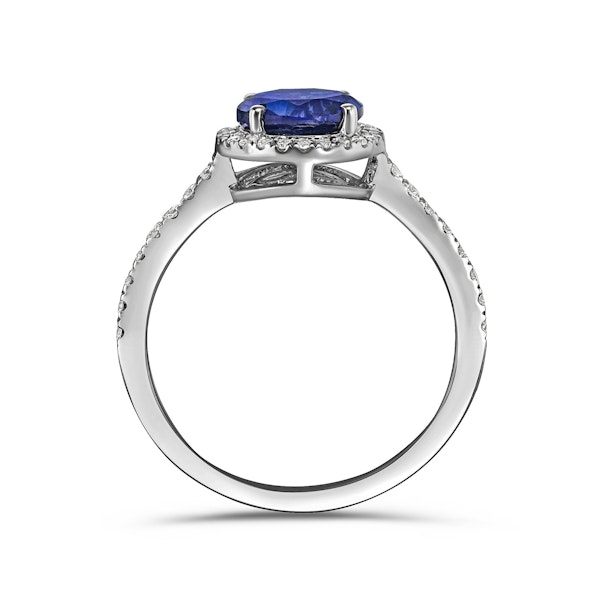 Astra 3.60ct Lab Sapphire and Diamond Halo Shoulder Set Round Cut in Silver - Image 3